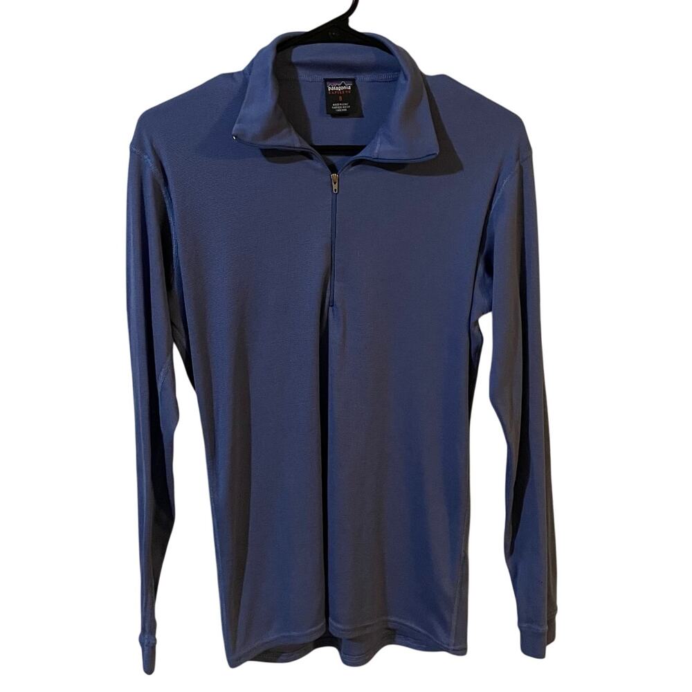 Patagonia Capilene Baselayer 1/4 Zip Pullover Mens S Blue Made USA Winter Ski